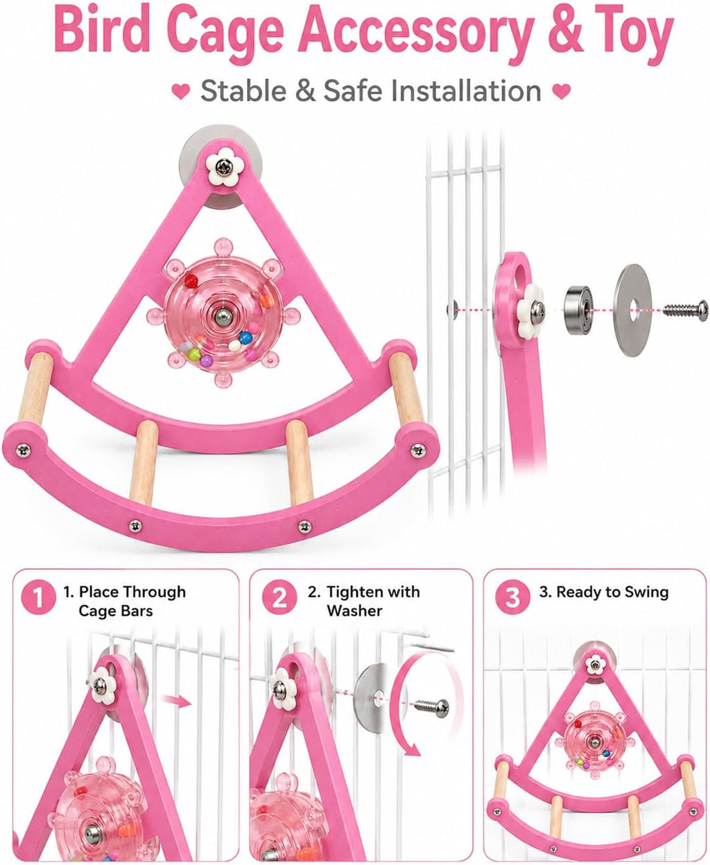 Rocking Bird Perch Toy - Interactive Bird Swing