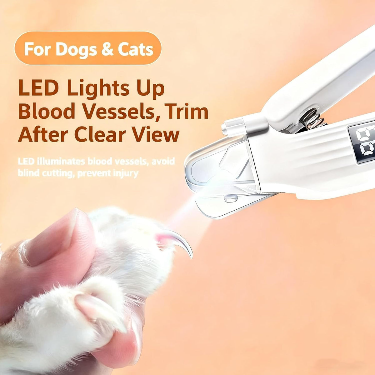 2-in-1 Dog Cat Nail Clipper Grinder with LED Light, USB Rechargeable