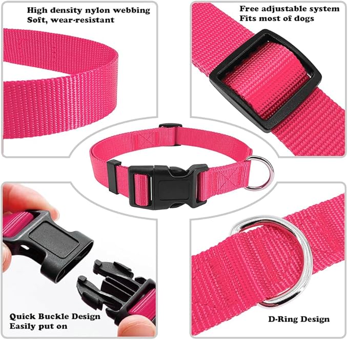 Dog Collar Hot Pink Basic Dog Collars - Image 3