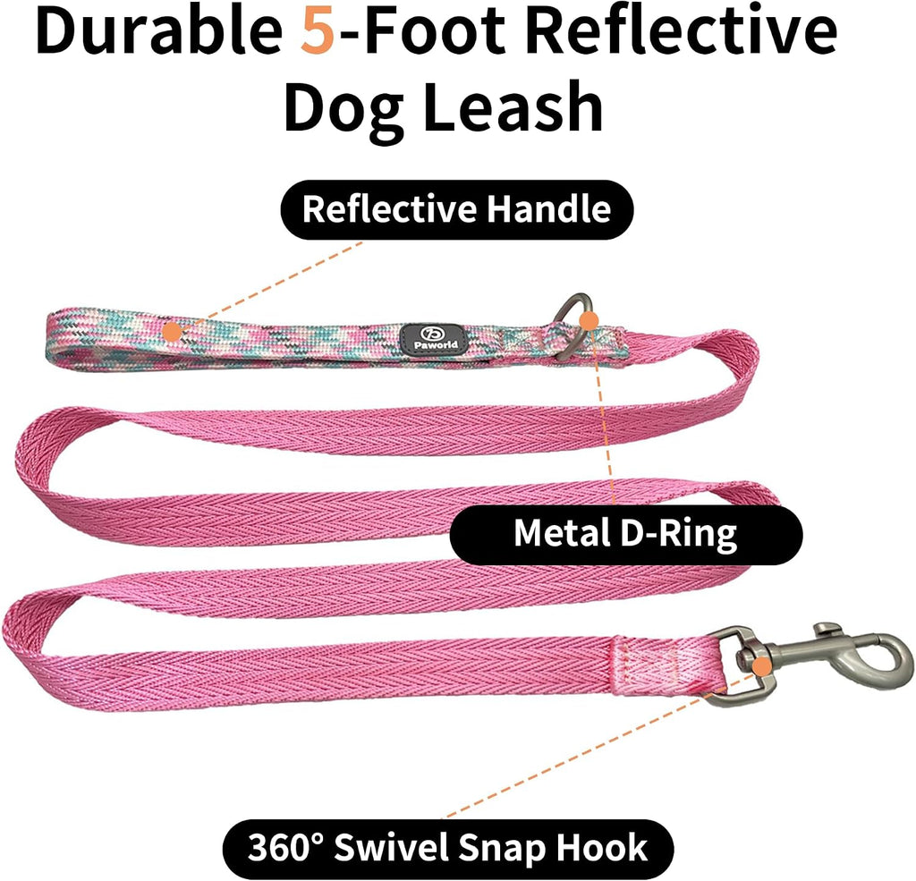 No Pull Dog Harness and Leash Set, Australian Dog Harness, Service Dog Harness with Handle and 4 Reflective Patches, Adjustable Training Vest for Small, Medium and Large Dogs (Pink,XS)