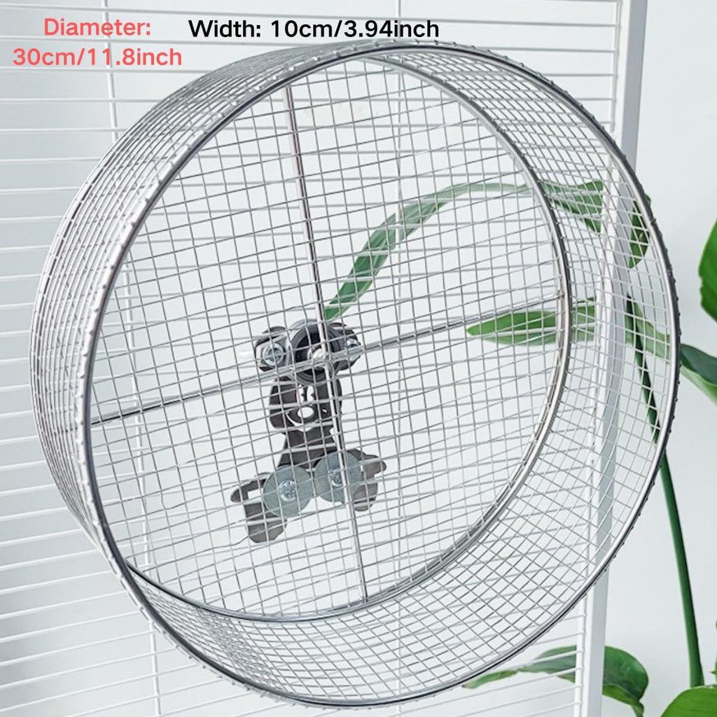 Large Stainless Steel 11.81''L x 3.94''W x 11.81''H Silent Running Wheel for Chinchilla, Toys for Cage, Super Mute Spinner Exercise Running Wheel for Gerbils, Rat, Mice
