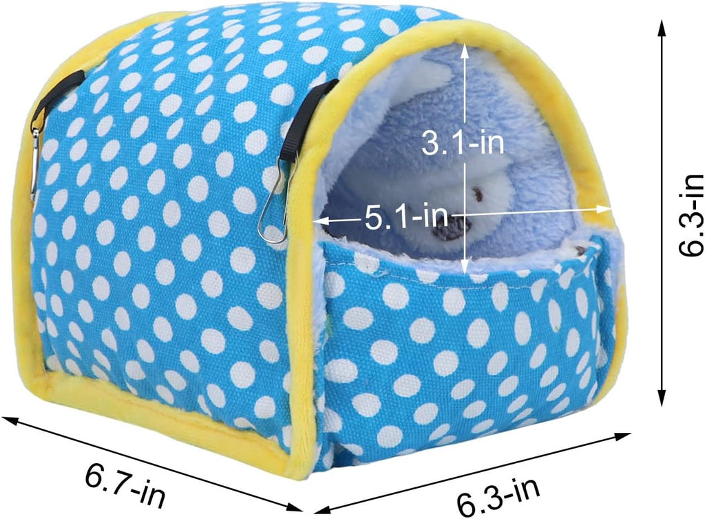 Wontee Hamster Bed Hideout Sugar Glider Hammock Small Animal Warm Bed House for Hamsters Hedgehogs Sugar Glider Gerbils Mice (Large, Blue)