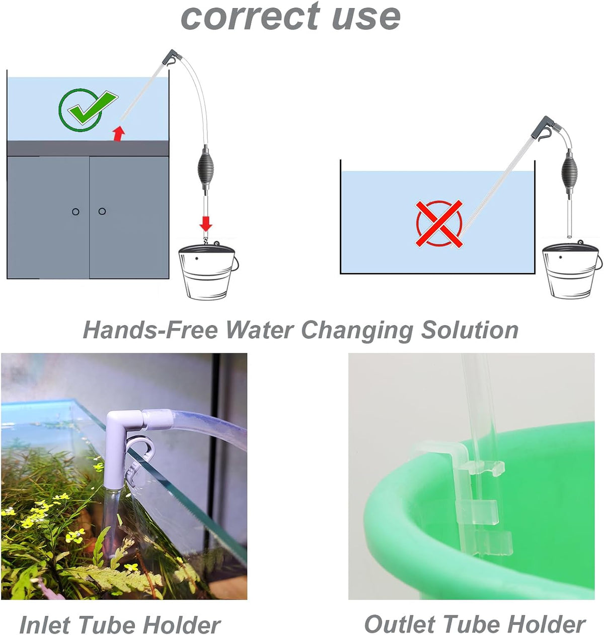 AREPK Aquarium Siphon Vacuum and Water Changer Kit for Small Fish Tanks