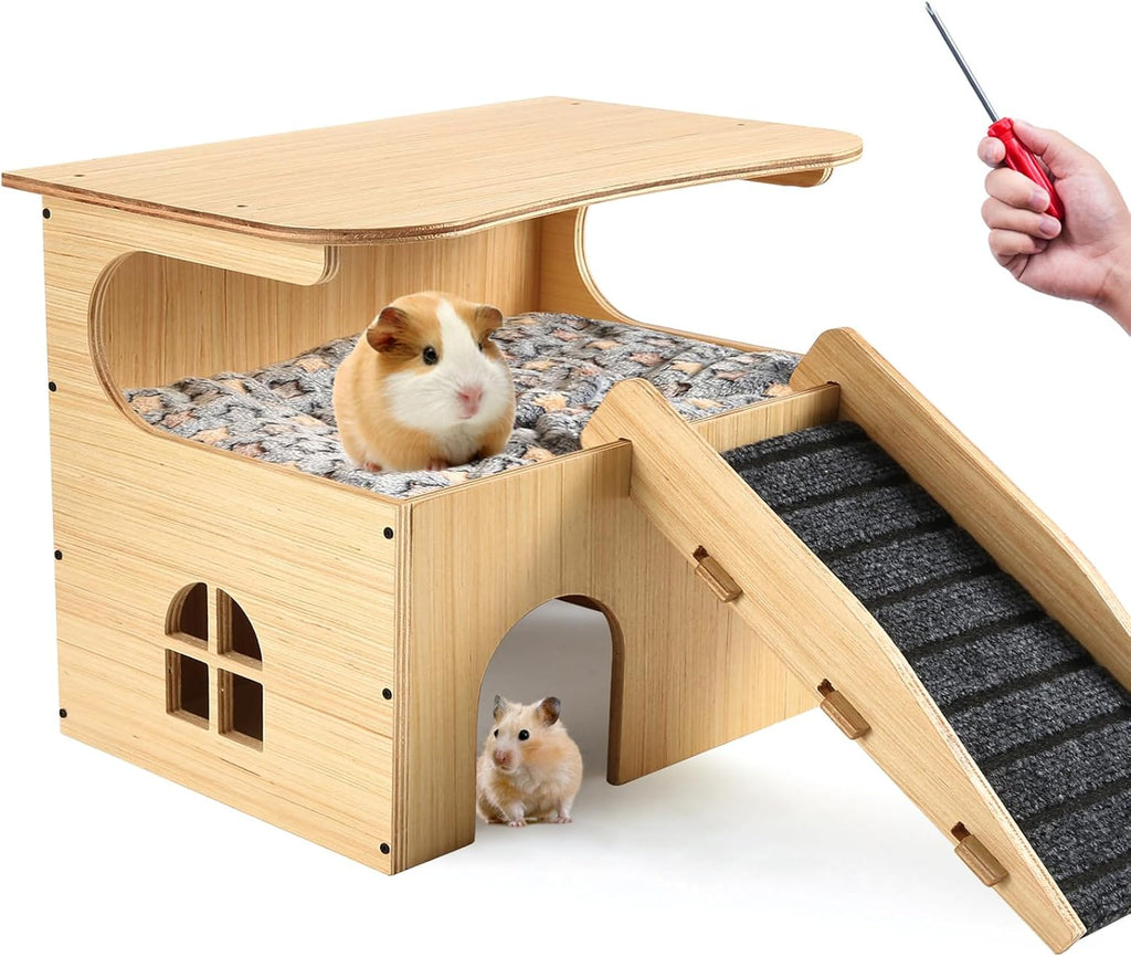 Double Layer Guinea Pig Castle with Stairs & Mat