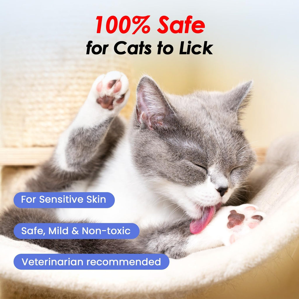 Cat Waterless Shampoo with Brush - No Rinse Formula for Quick Clean Between Baths, Hypoallergenic & Detangling, Reduce Itchy Skin Shedding, Vet-Recommended for Kittens/Senior Cats, Coconut Scent