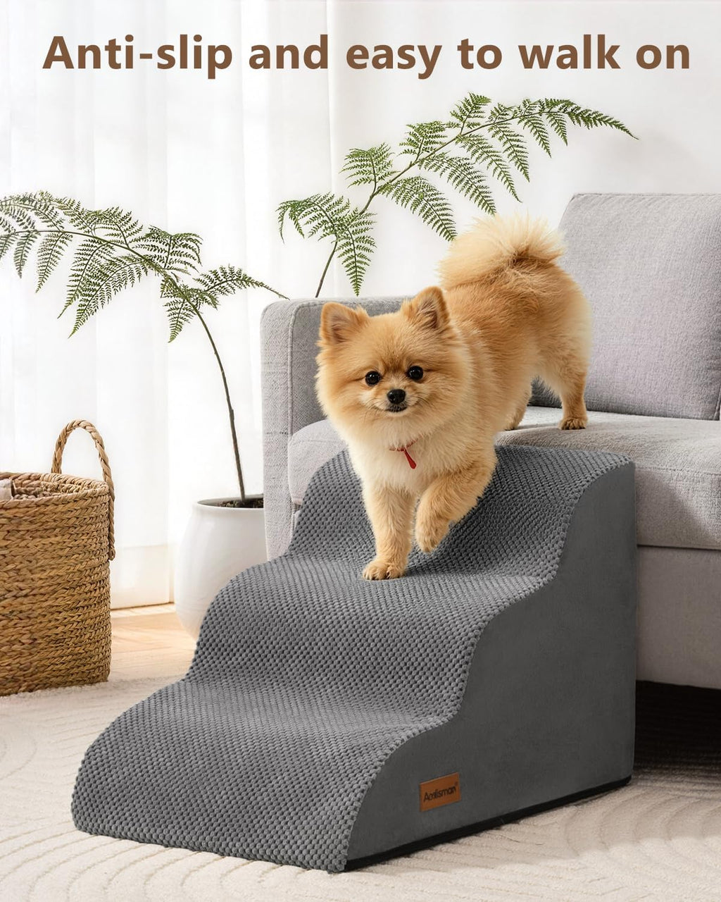 Aodisman Dog Stairs for Small Dogs,3 Step Dog Ramp for Couch,Non-Slip Steps