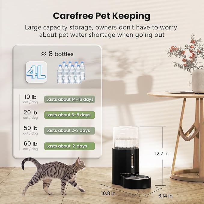 CZPET Automatic 4L/135Oz/1Gal Cat Water Dispenser - Image 3