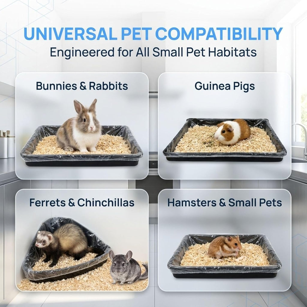60PCS Disposable Small Animal Cage Liners, Leak-Proof Litter Box Bags with Elastic Edges, Universal Fit for Rabbits, Guinea Pigs, Hamsters, Birds, Chinchillas, and Hedgehogs