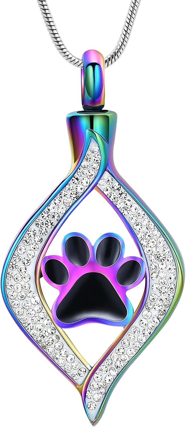 The Eye of My Heart Paw Print Urn Necklace for Ashes