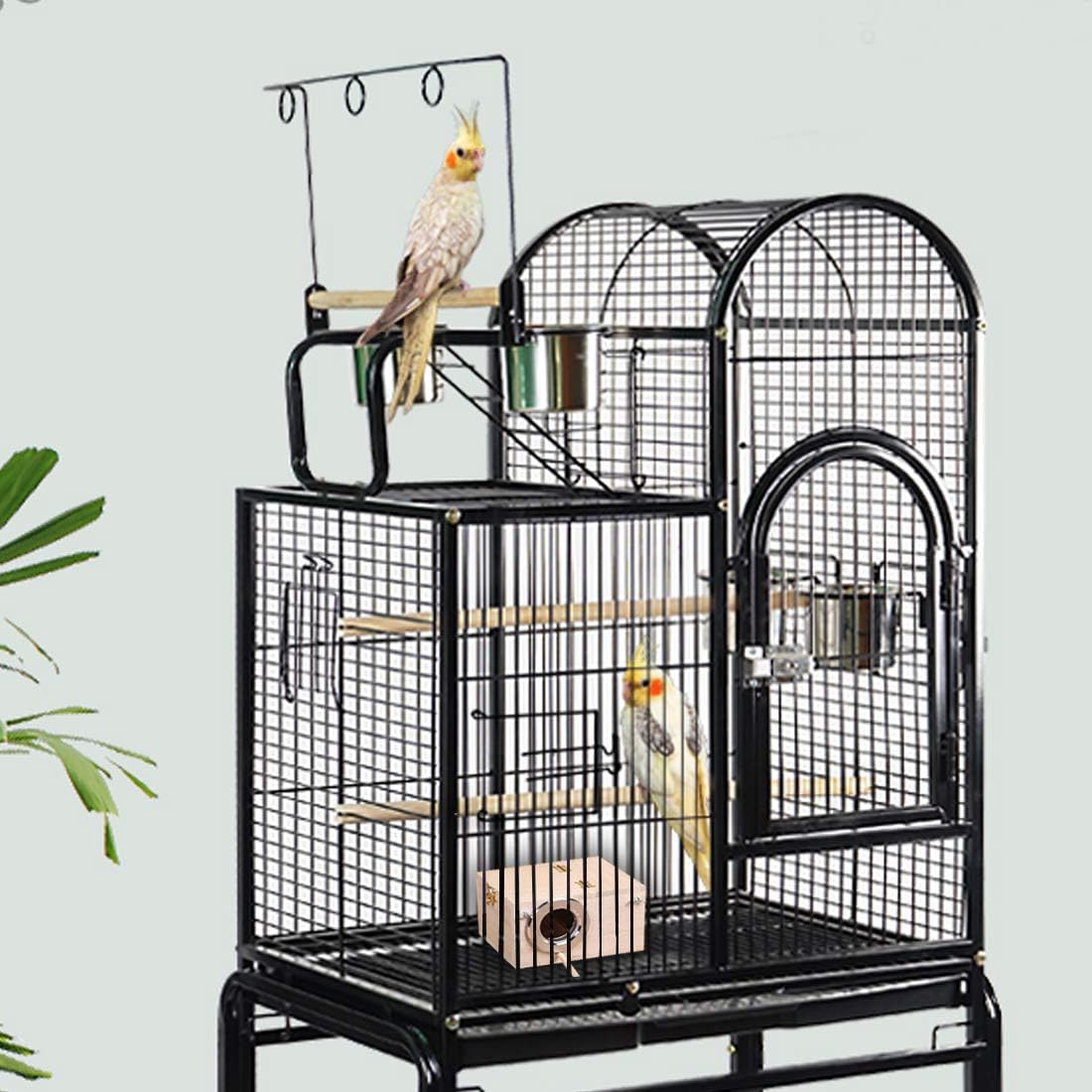 Parakeet Nesting Box, Bird Nest Breeding Box Cage Wood House for Finch Lovebirds Cockatiel Budgie Conure Parrot (M:9.6"×5"×5")