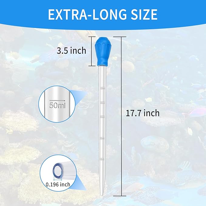 2 Pieces Long Pipette for Fish Tank Coral Food Feeder Long Syringe Reef Coral - Image 2
