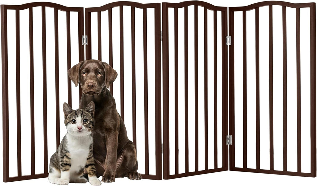 PETMAKER 4 Panel Pet Gate, Brown, 74” x 32”