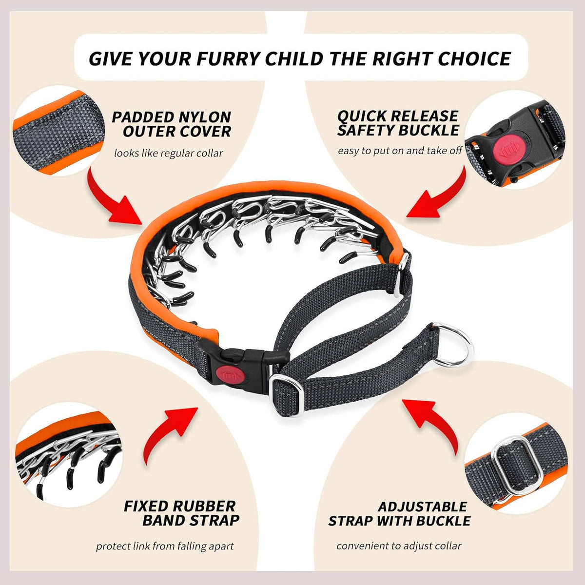 Martingale No Pull Dog Collar for Large Medium Small Dogs