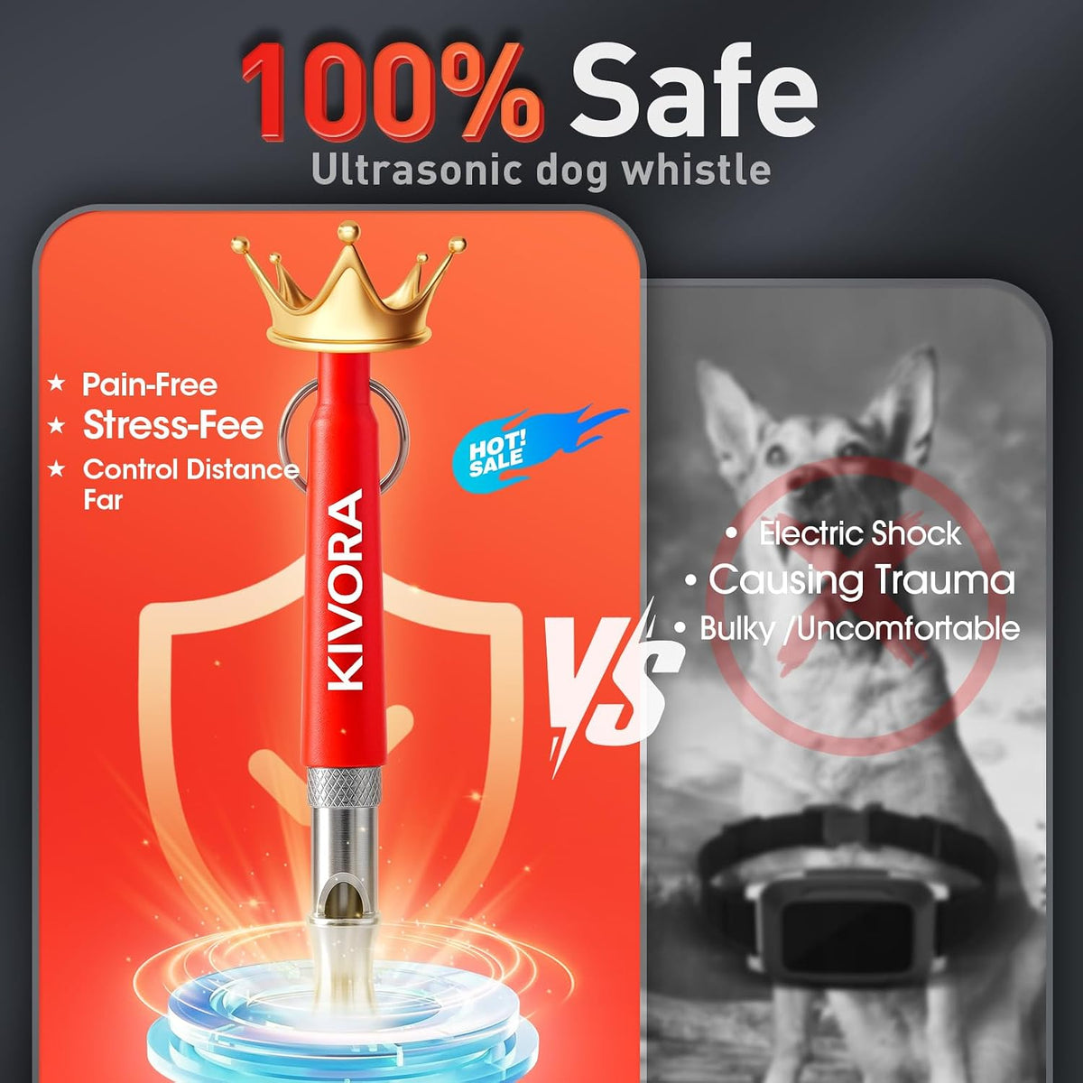 KIVORA 4 Pack Dog Whistle, Dog Whistle to Stop Barking, Adjustable Ultrasonic Silent Dog Training Whistle for Recall & Bark Control, 304 Stainless Steel Professional Whistle for All Dogs (Red)