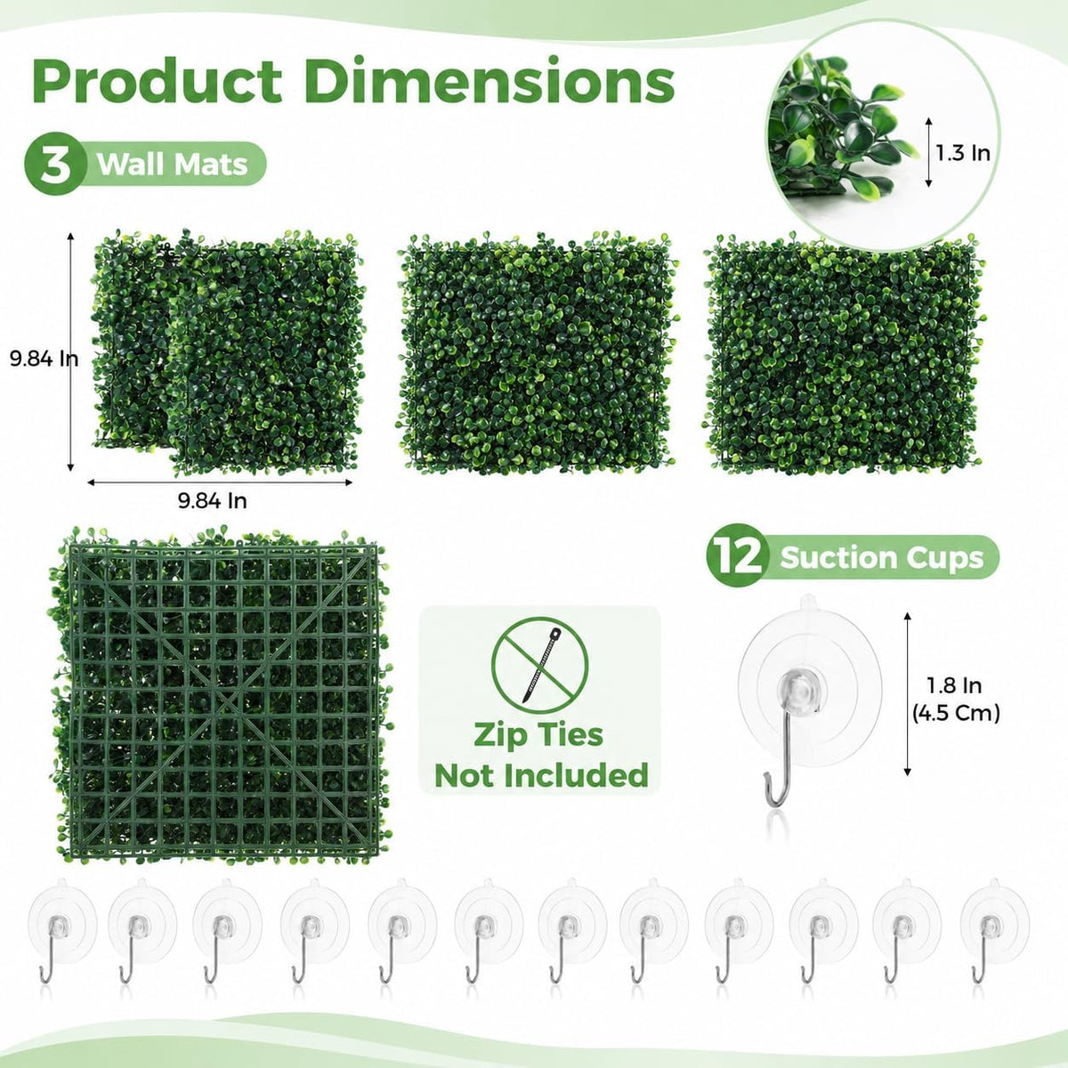 OMISTAR 3PCS Hermit Crab Climbing Wall Toys, 9.84 × 9.84 in Faux Grass Mat Aquarium Decor with Suction Cups, Plastic Reptile Climbing & Hide Plants for Gecko Lizard Turtle Betta