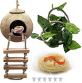 Tfwadmx Crested Gecko Coconut Shell Hide with Ladder Hanging Reptile Vine