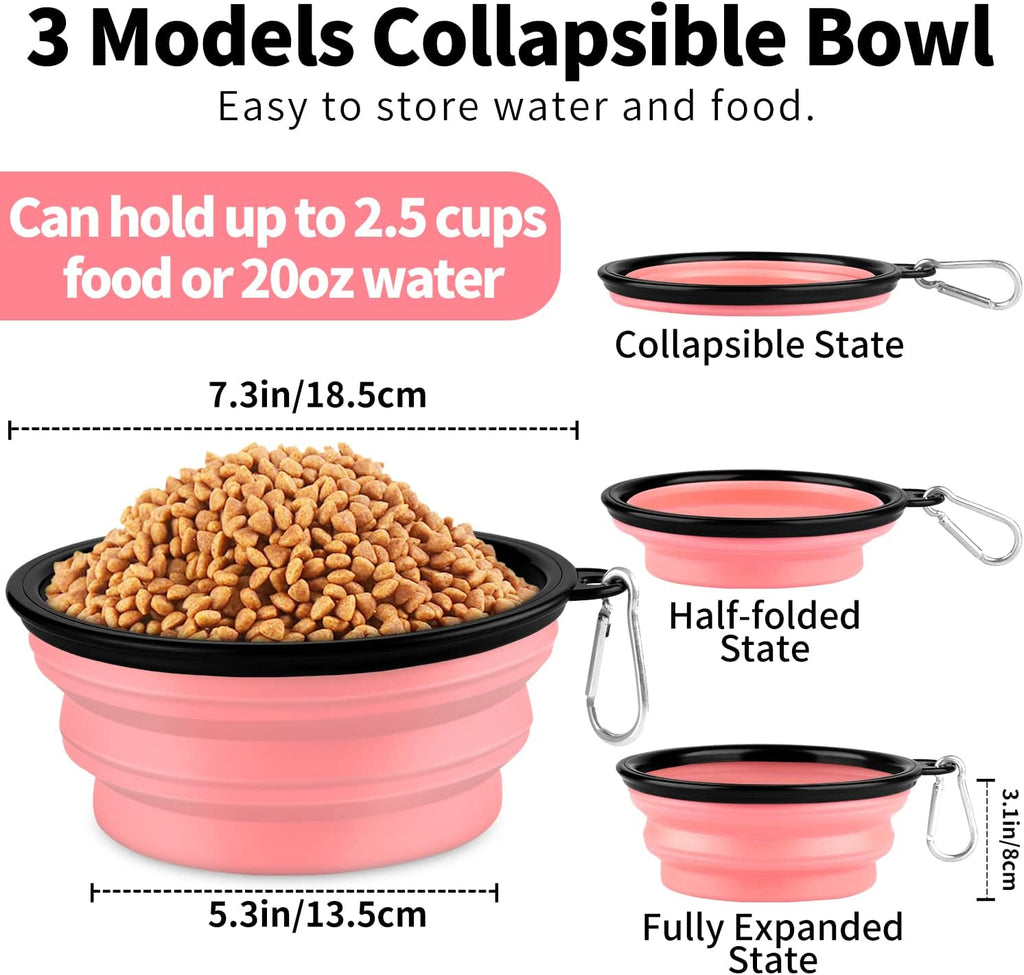 Collapsible Dog Bowls-2 Pack Large Size for Large/Medium Dogs, Pet Travel Water Bowl, Dogs Cat Portable Water Bowl, Dog Pet Feeding Watering Dish Outdoor Hiking Parking Traveling with 2 Carabiners