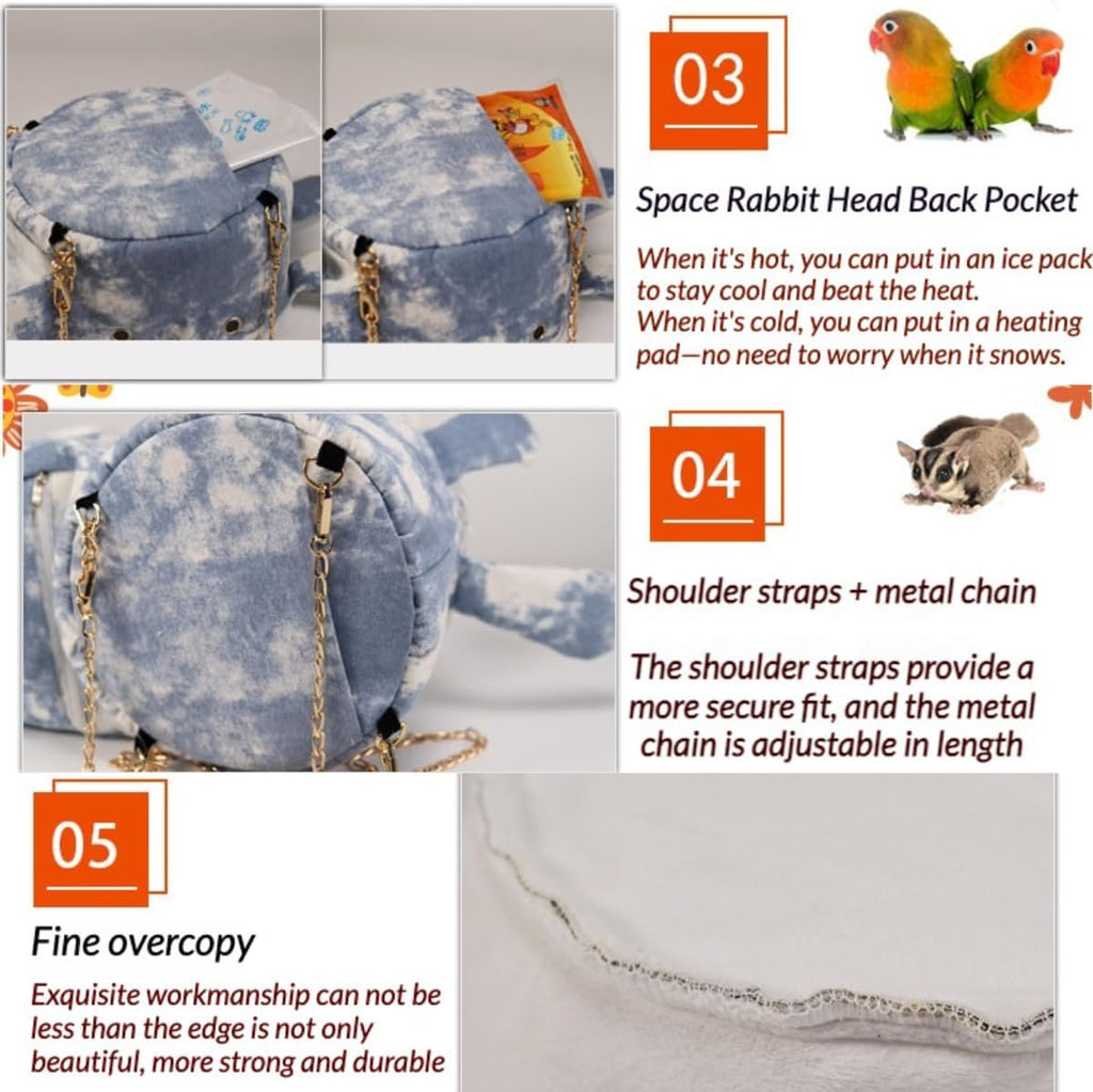 Small Pet Carrier Travel Backpack for Hamster Guinea Pig (Grey,Blue,Small)