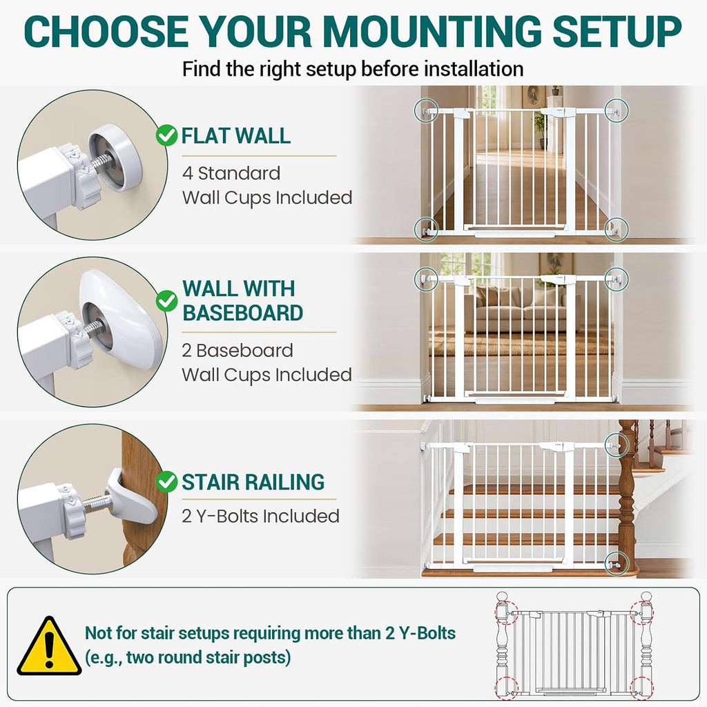Cumbor 46" Auto Close Baby Gate & Cumbor 48" Dog Gate, Durable Child Gate for Stairs, Doorways, Easy Walk Thru Dog Gate for House for Doorways