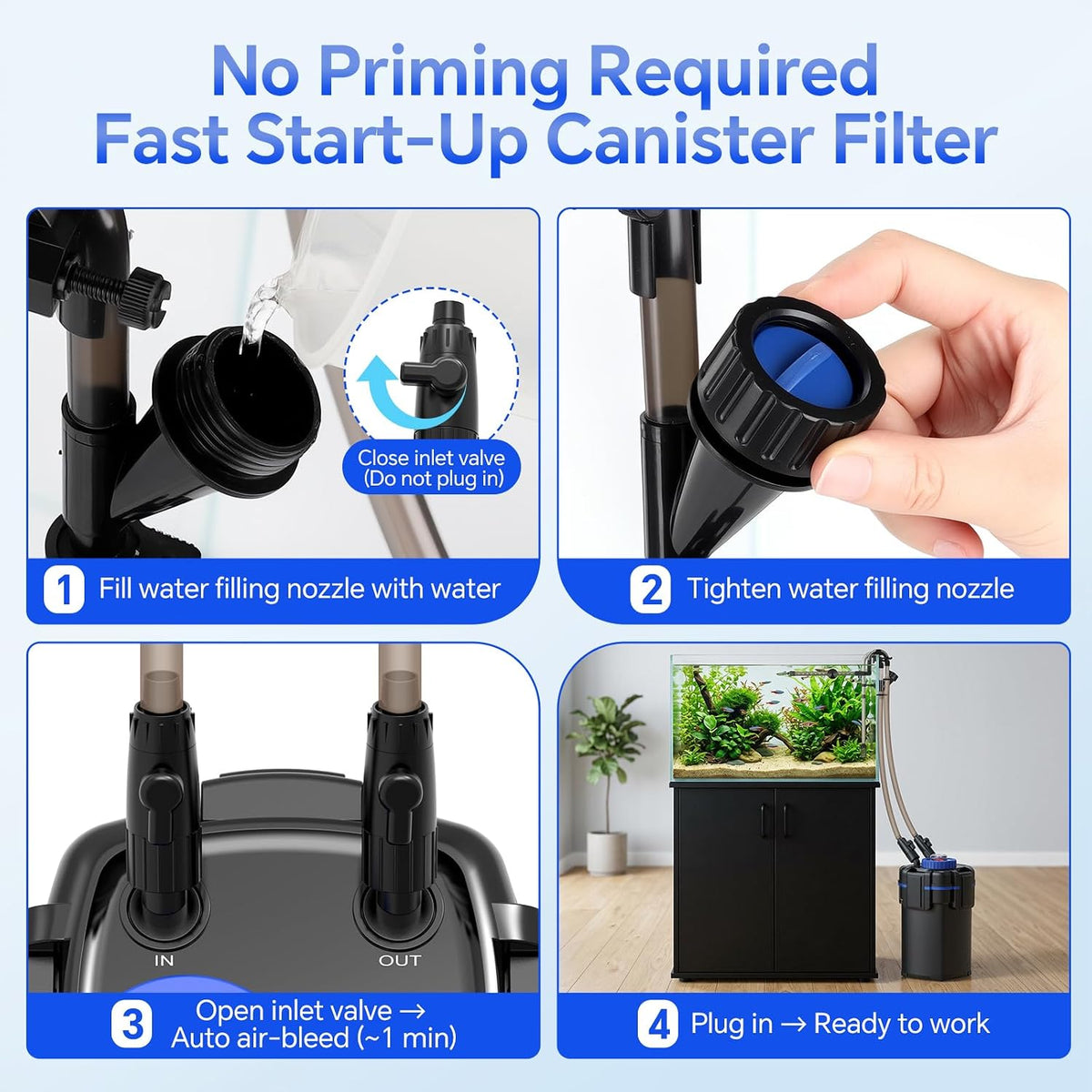fishkeeper Canister Filter, 264GPH/1000 LPH with Prefilter Up to 35 Gallon