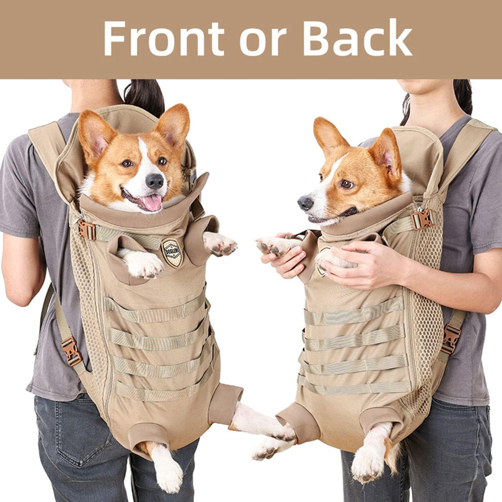 FLAdorepet Tactical Dog Backpack Carrier Front Back Bag for Medium Dogs,M