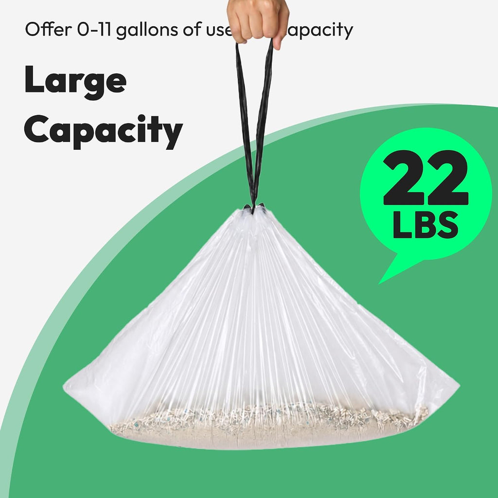 50 Pack Waste Bags, Compatible with Litter Robot 4/5/3, Drawstring Liners for Self Cleaning Litter Box, Clear Cat Litter Bags, Pre-Separated, Transparent, Replacement Bags, 23.6" x 15.8"