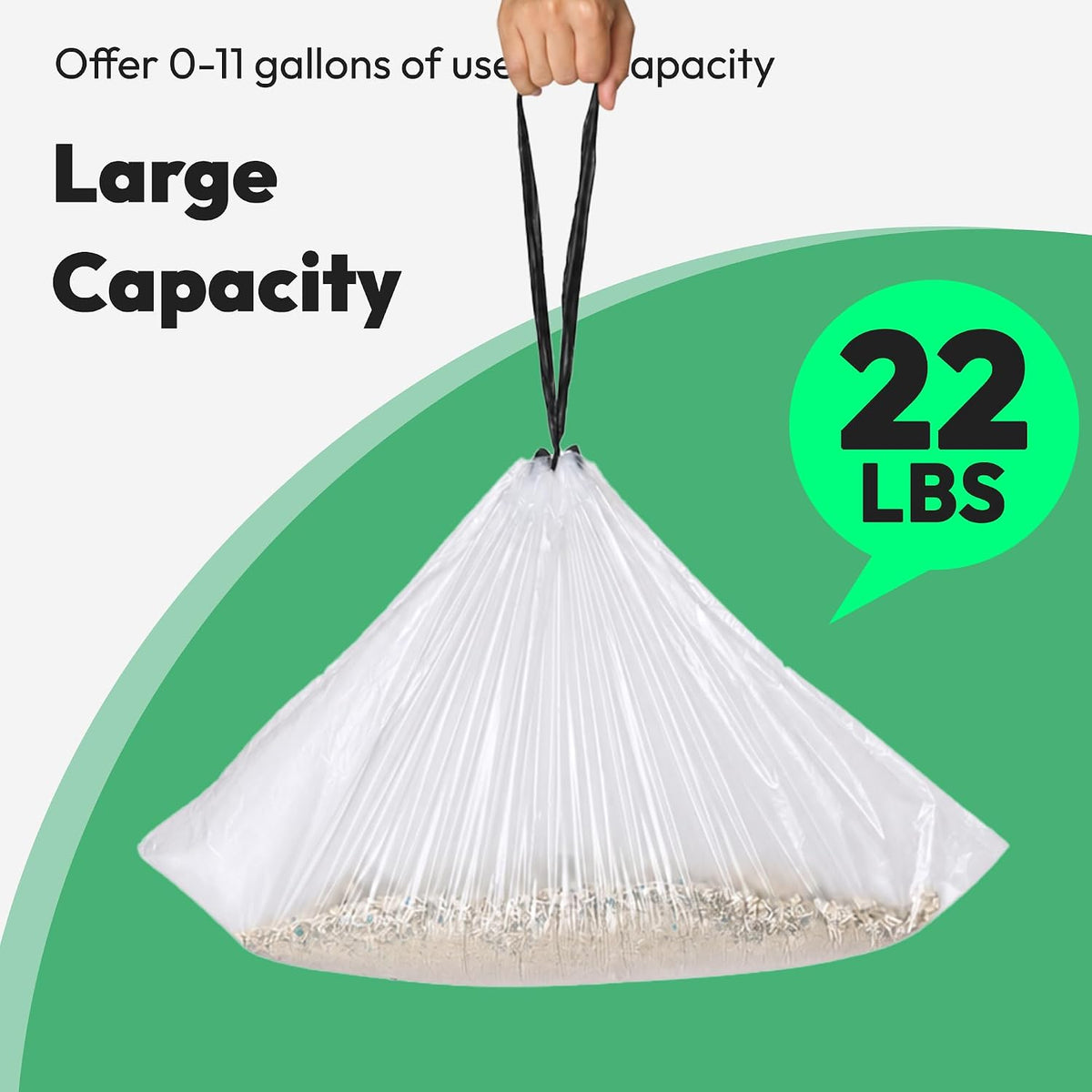 50 Pack Waste Bags, Compatible with Litter Robot 4/5/3, Drawstring Liners for Self Cleaning Litter Box, Clear Cat Litter Bags, Pre-Separated, Transparent, Replacement Bags, 23.6" x 15.8"