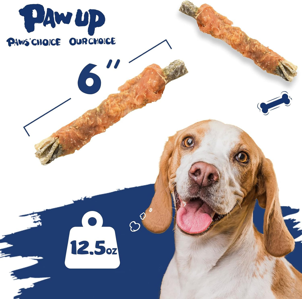PAWUP Dog Treat Chicken Wrapped Cod Skins, Fish Chews, 12-15 Count