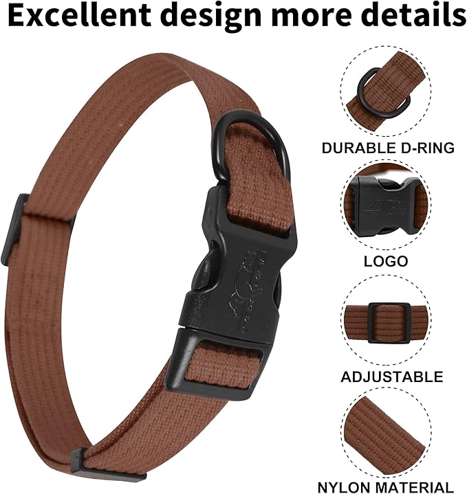 lynxking Dog Collar Soft Padded Breathable Cotton Solid Color Strong Adjustable - Image 2