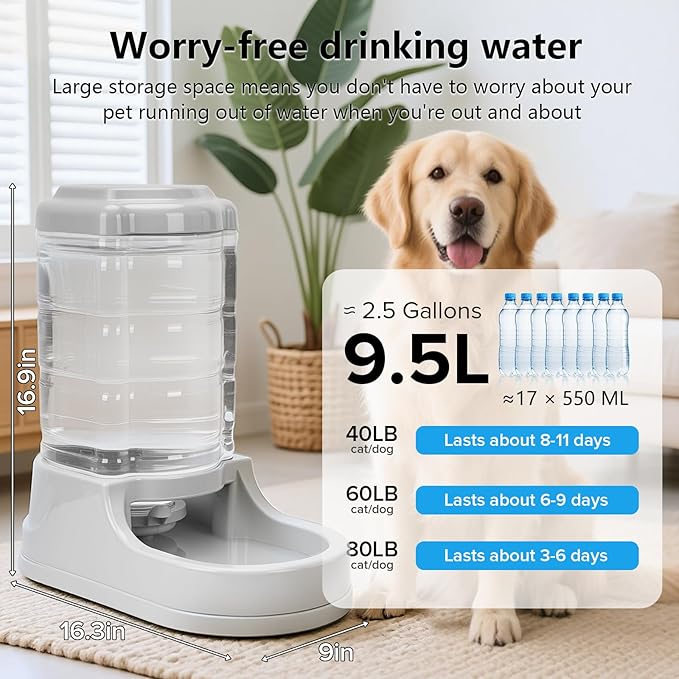 Kenond 2.5 Gallon Automatic Dog Water Dispenser, Gravity Water Bowl - Image 2