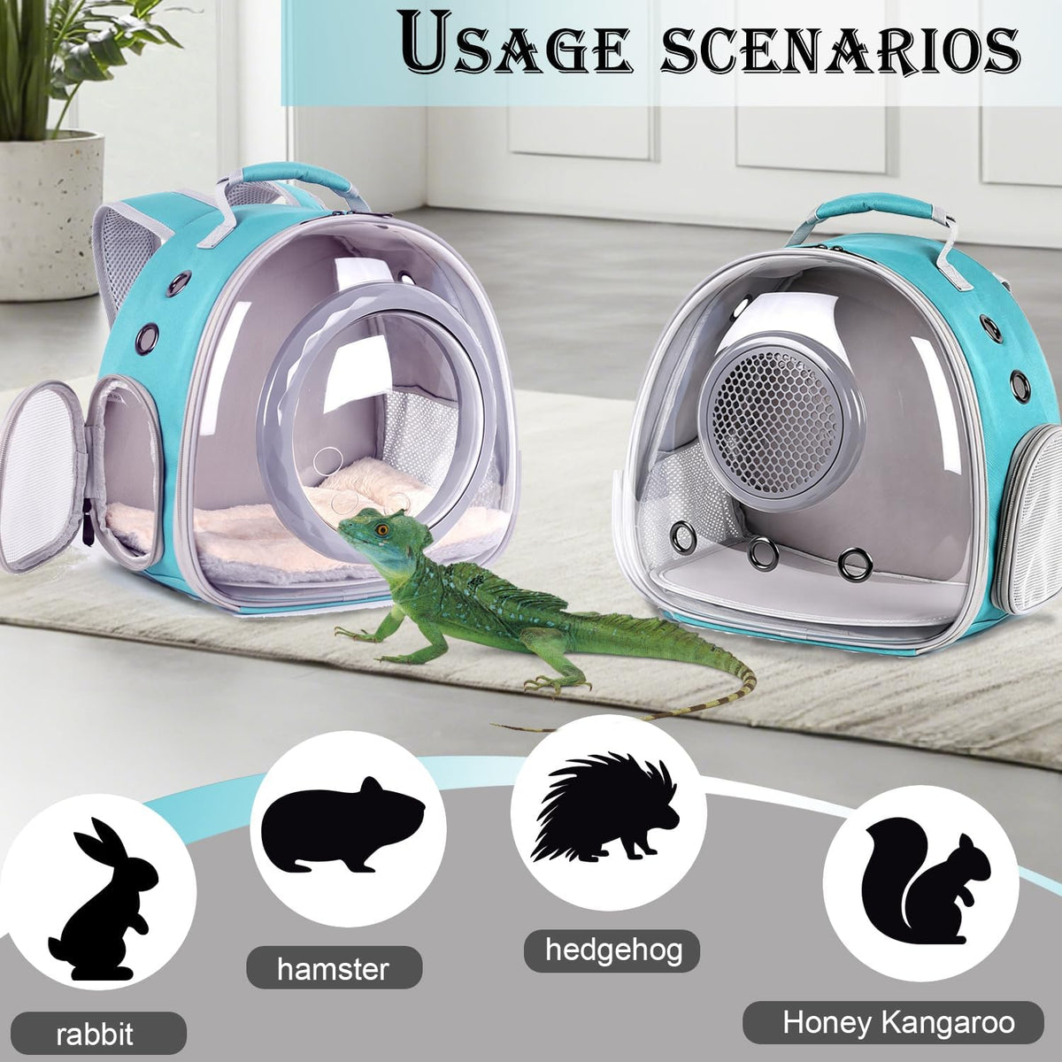 WEVONIGU Guinea Ping Travel Backpack Carrier with Clear Bubble Dome Window Large Space & Breathable Travel Cage with Soft Mat Airline Approved