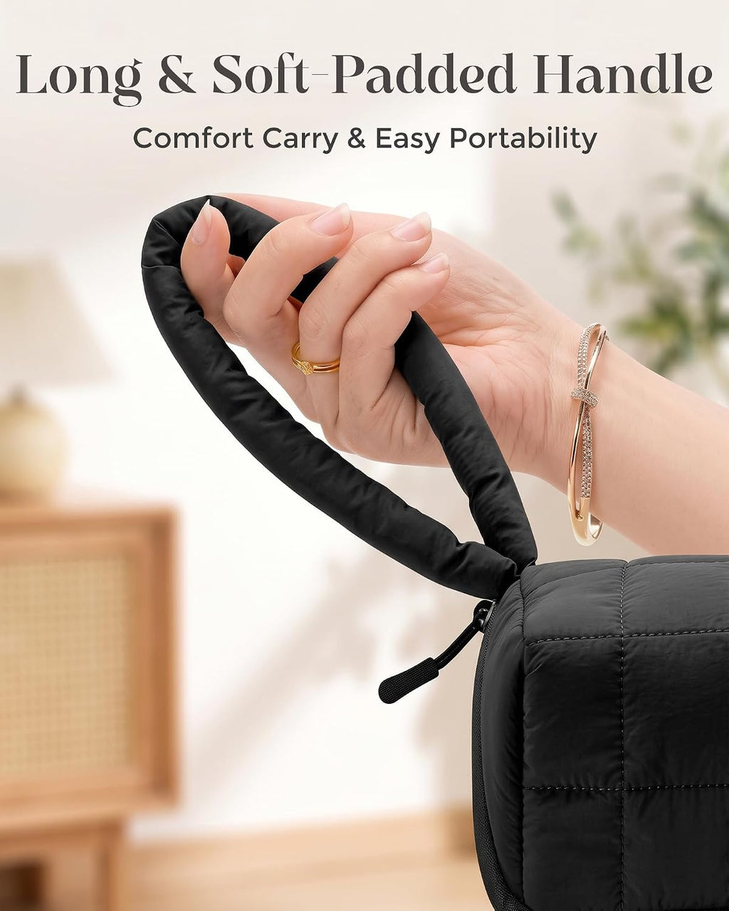 ProCase Travel Electronic Organizer Pouch, Puffy Tech Pouch -M, Black