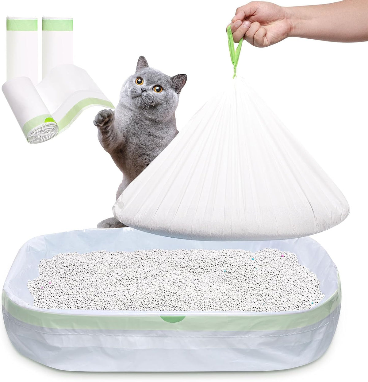 Litter Box Liners Large, Jumbo Drawstring Cat Litter Bags, Extra Thick Litter Pan Liners Heavy Duty, 36"x16",30 Count
