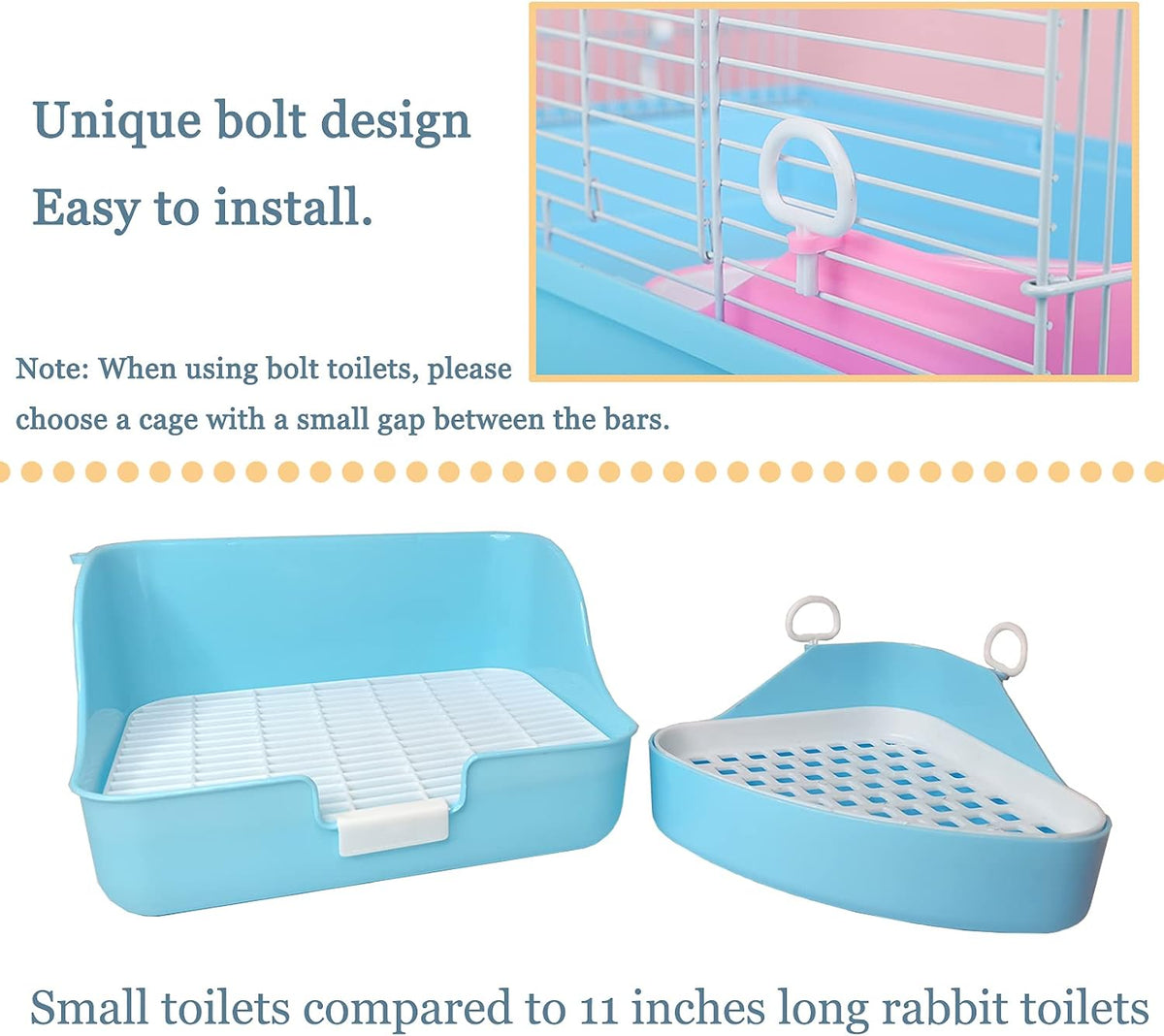 Hamiledyi Guinea Pig Potty Trainer Corner, Small Animals Triangle Plastic Litter Box, Bedding Litter Box Pee Pan Tray Toilet for Hamster Gerbil Bunny Ferret Chinchilla Hedgehog (Blue)