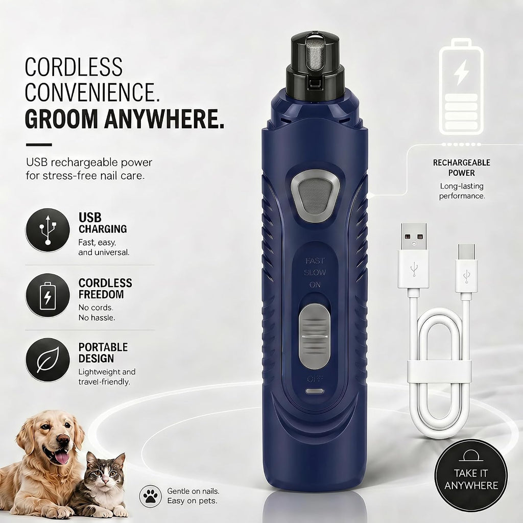Dog Nail Grinder Whisper Quiet LED & Safe for Sensitive Dogs Cats