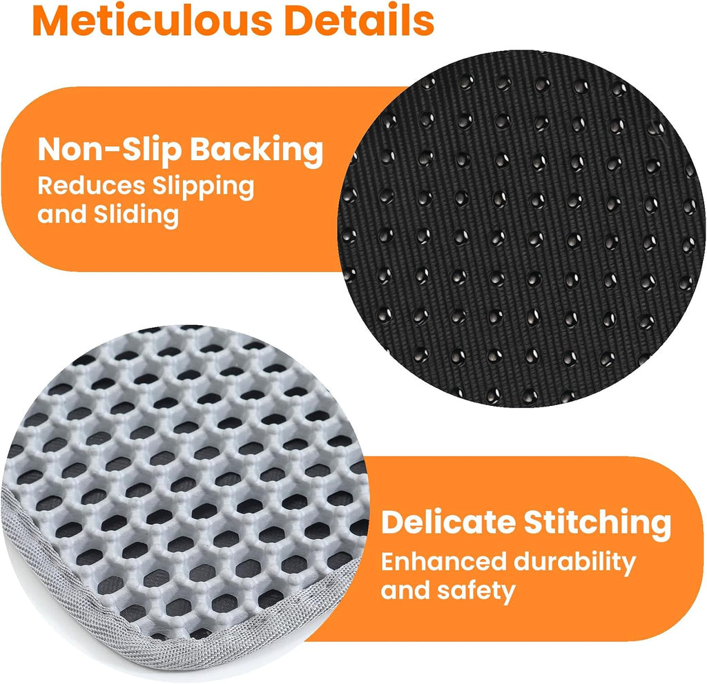Extra Large Cat Litter Mat XXL, Double Layer Honeycomb, Gray