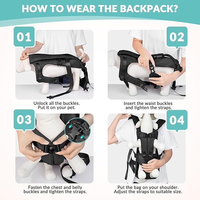 Dog Carrier Backpacks, Adjustable Dog Backpack Carrier, Legs Out Easy-fit Dog - Image 5