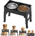 CZPET Elevated Dog Bowls, Splash Guard 4-Height Adjustable, Stainless Bowls