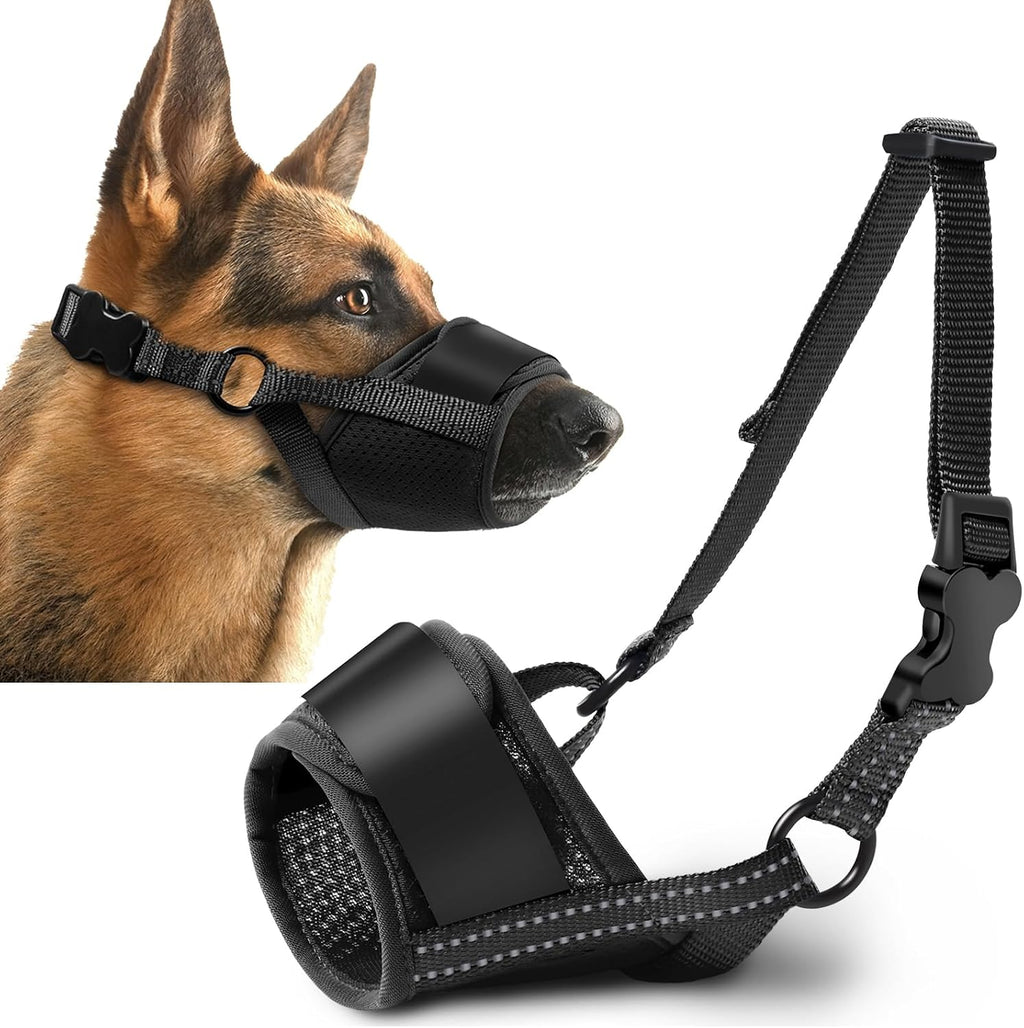 Dog Muzzle, Soft No Barking Mesh Muzzles for Medium Sized Dogs Anti Chewing, Breathable No Bite Muzzle for Mini Dachshund Jack Russell, etc, Suit for Grooming Vet Visits Allows Panting Drinking