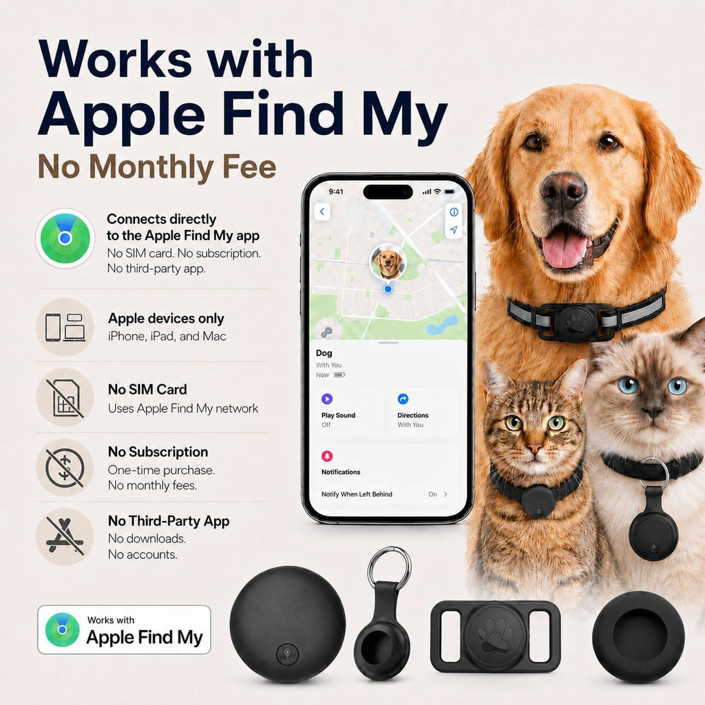 GPS Tracker for Dogs, Pet Location Tracker for Dogs & Cats, iOS Only(Black)