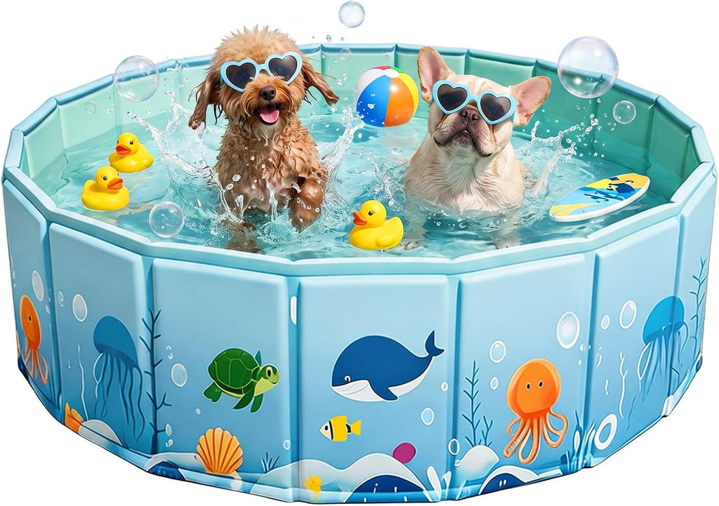 CHEERON Foldable Collapsible Large Dog Pool Puppy Bath Tub Pet Bathtub