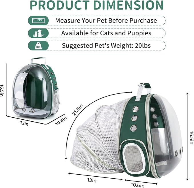 Cat Backpack Carrier, Back Expandable Pet Backpack - Image 2