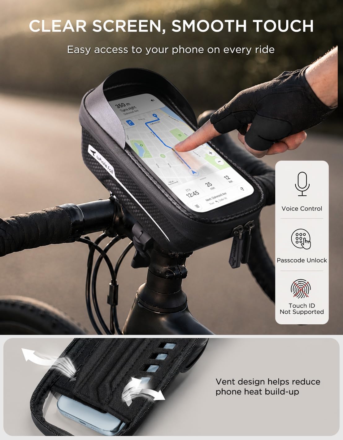 Waterproof Bike Frame Bag, 1S Quick Release Bike Phone Holder