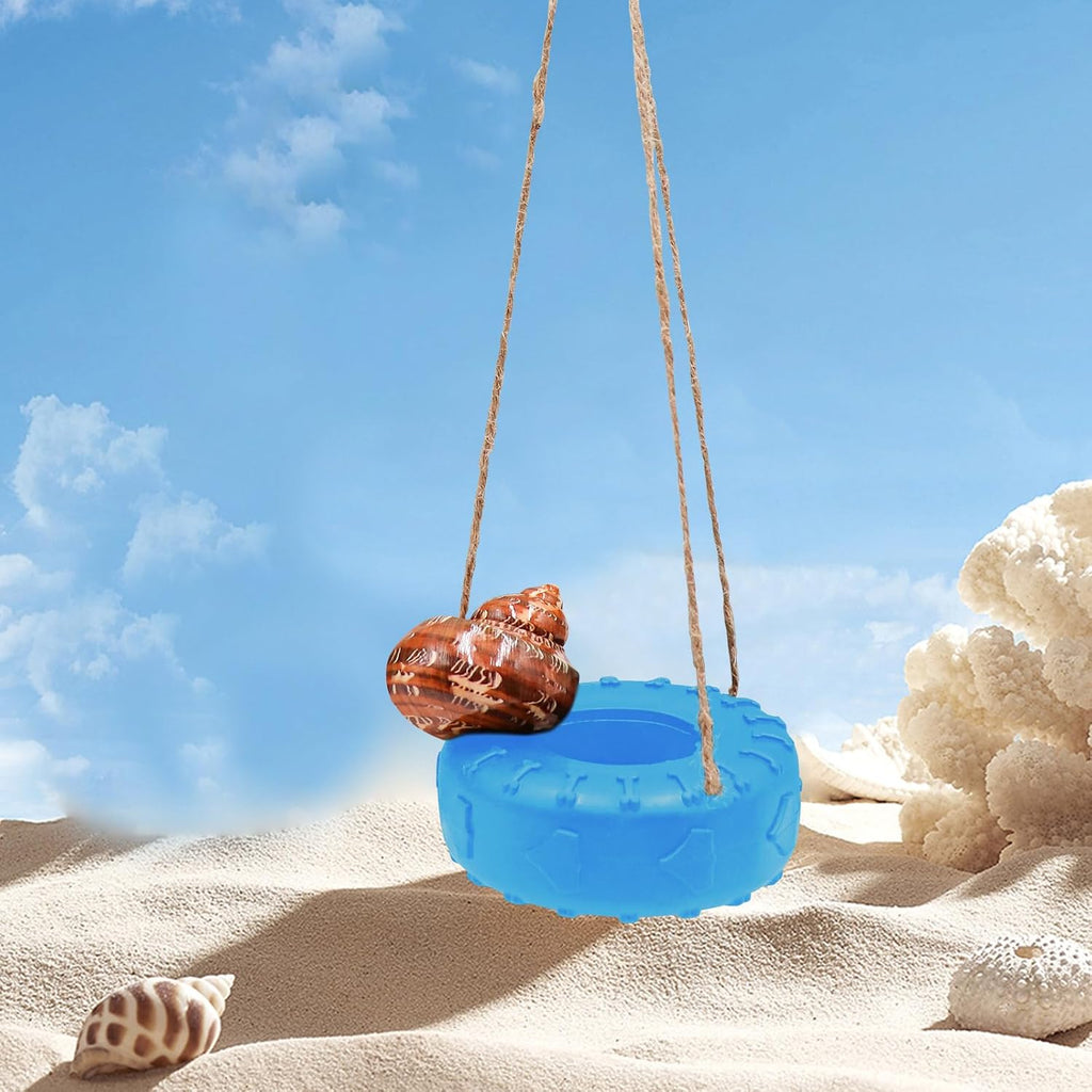 Hermit Crab Tire Swing Toy, Hermit Crab Climbing Toy, Reptile Tank Aquarium Decoration Accessory, Suitable for Small to Medium Sized Hermit Crabs Frog, 3.7 Inches in Diameter