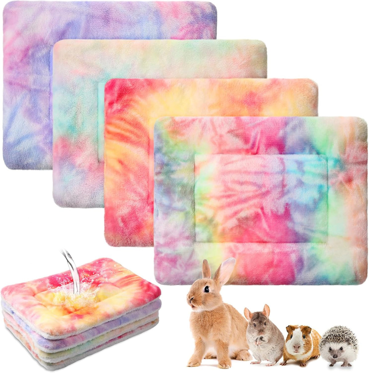 Haull 4 Pcs Waterproof Guinea Pig Bedding Mat, White Cloud, 13 x 10