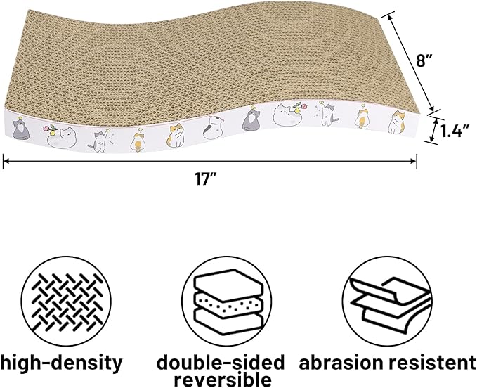 PatiencET Cat Scratcher Cardboard 4 Pack Cat Scratch Pad Reversible Scratcher - Image 2