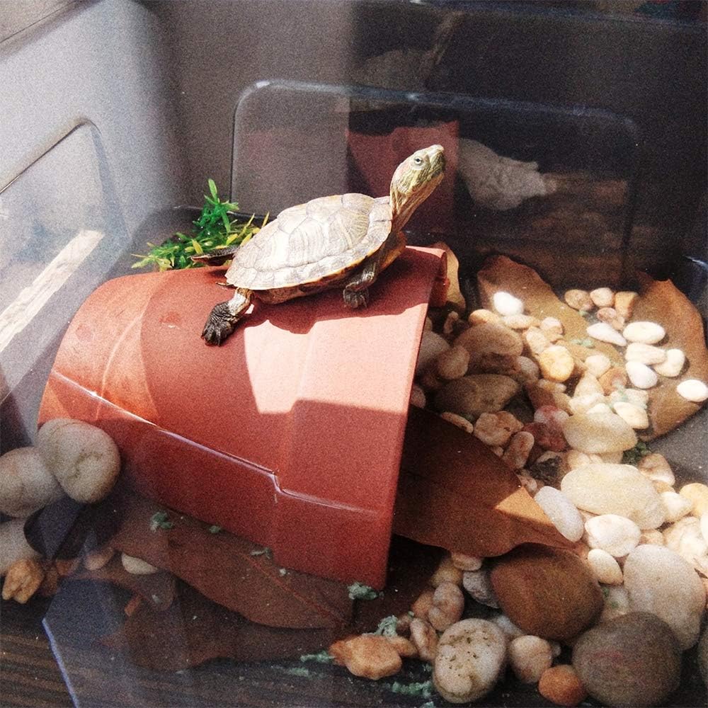 Reptile Habitat Décor Hideouts Basking Platform for Aquatic Turtles Critter Cavern Log Hideaway for Tortoise Frog Aquarium Fish Lizard Bearded Dragon Hides and Caves