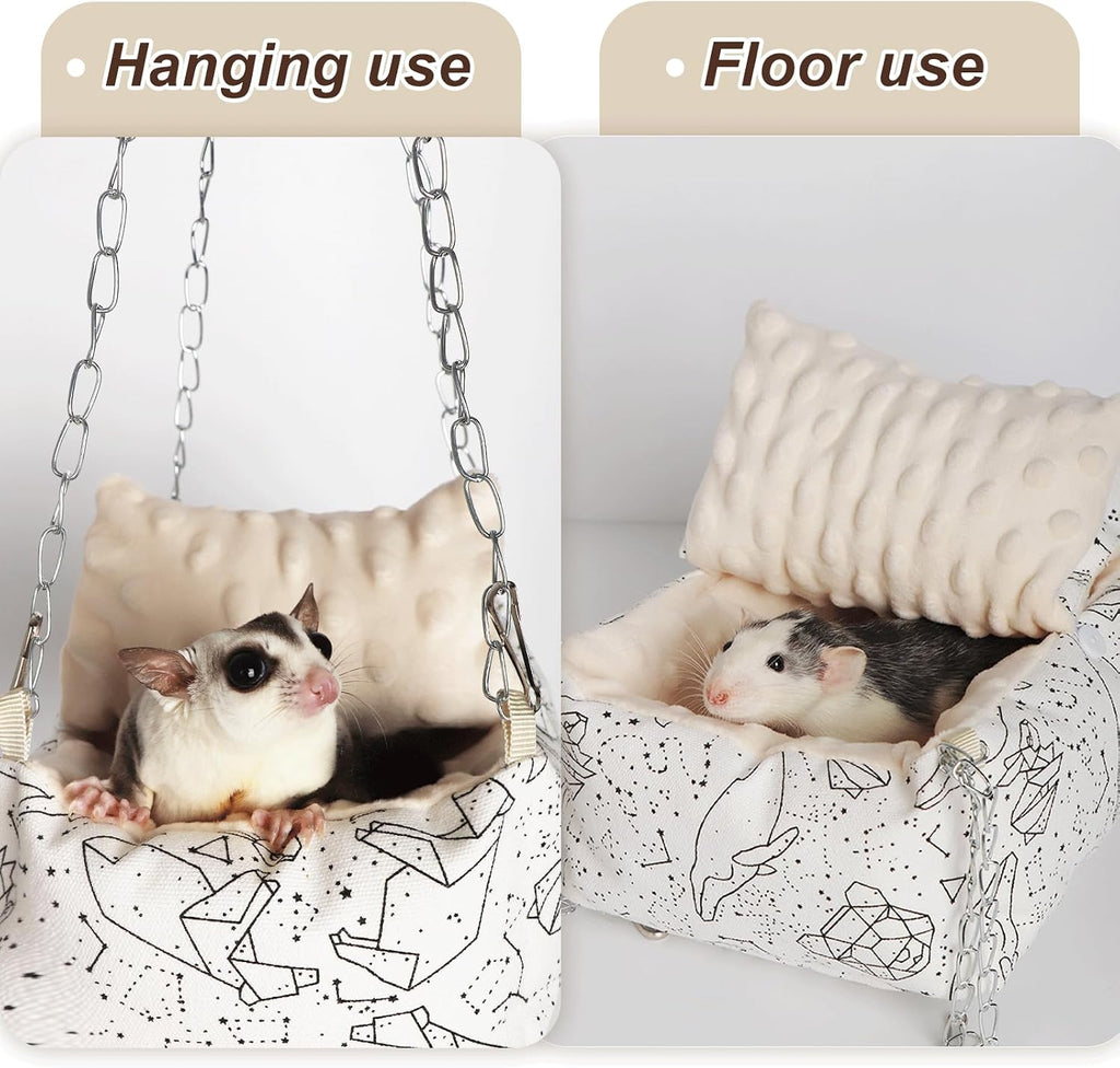 Sugar Glider Bonding Pouch,Hamster Bed with Beaded Fleece Lining,Syrian Hamster Habitat Mini House,Play and Sleeping - Pet Hideout