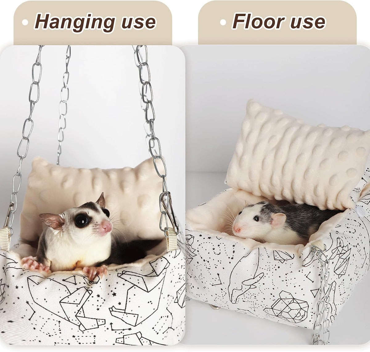 Sugar Glider Bonding Pouch,Hamster Bed with Beaded Fleece Lining,Syrian Hamster Habitat Mini House,Play and Sleeping - Pet Hideout