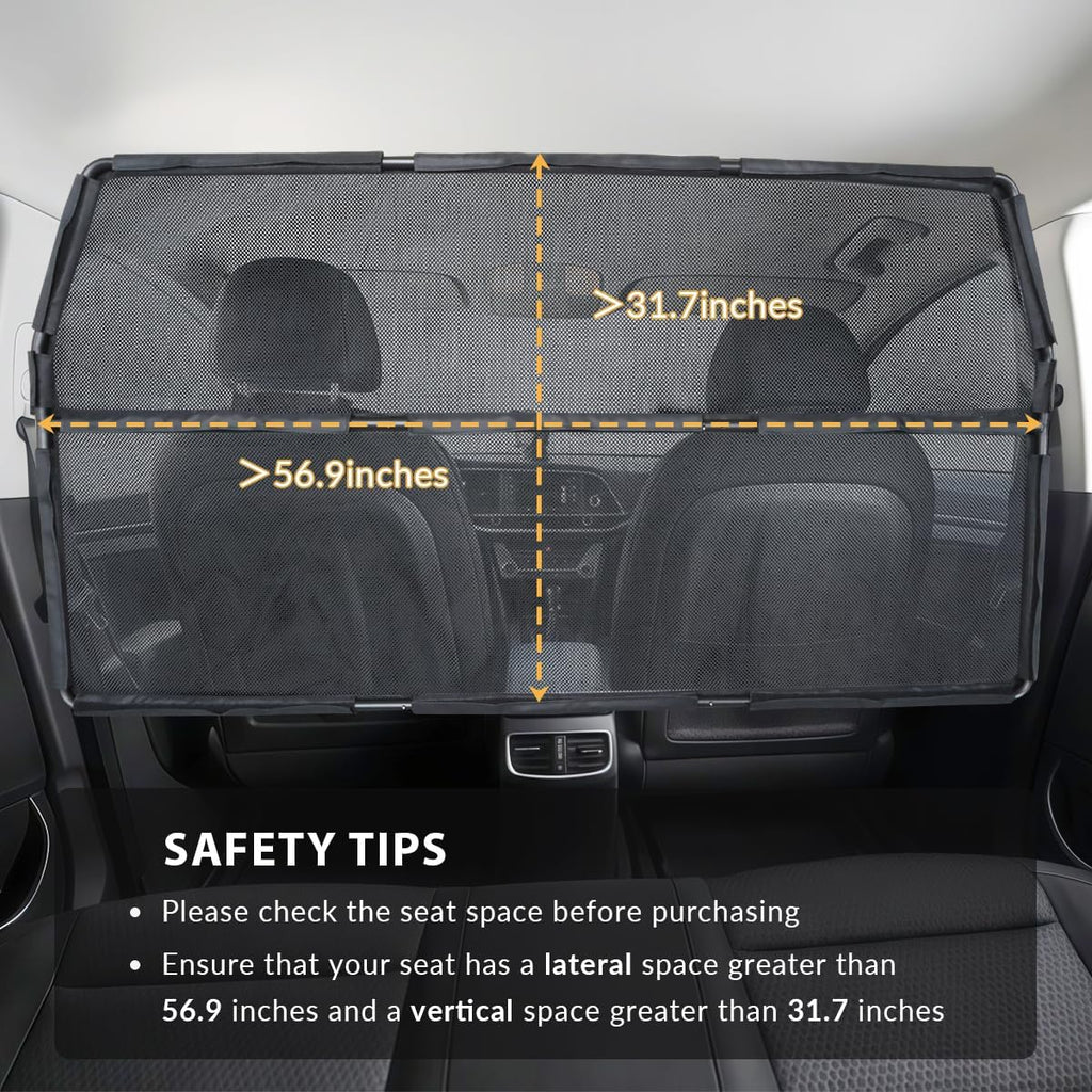 Car Dog Barrier Net for Large SUV Trunk 56" More Coverage Car Pet Back Seat Divider with See Through Mesh Cargo Area Gate for Dog (L)